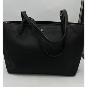 Tory Burch York Buckle Black Saffiano Leather Gold Tone Hardware Bucket Tote Bag